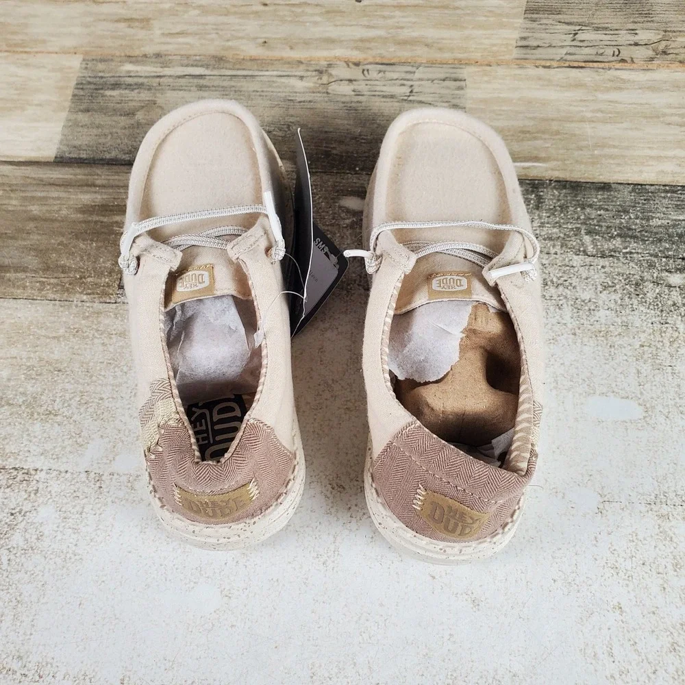 Hey Dude Wally Break Toddler Kids Loafer Shoes Sz 13 Tan Brushed Linen Round Toe
